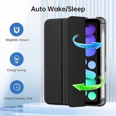 Moko for iPad Mini 7 A17 Pro Case 2024 ، iPad Mini Generation Case 8.3 Inch 2021 مع حامل قلم رصاص ، غطاء واقعي ذكي ضوئي ضئي in Kuwait