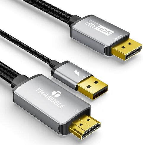 Active HDMI to DisplayPort Cable 6FT, 4K 60Hz 1080p 120Hz, Unidirectional HDMI Source to DP Monitor Display Port Cable Compatible for PC, Laptop, Computer, NVIDIA, AMD, PS5/4, Xbox in Kuwait