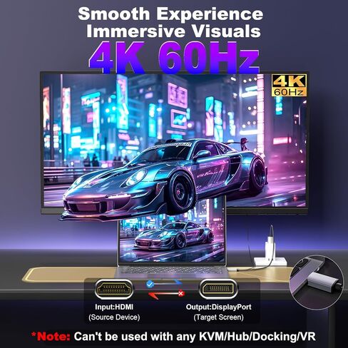 Active HDMI to DisplayPort Cable 6FT, 4K 60Hz 1080p 120Hz, Unidirectional HDMI Source to DP Monitor Display Port Cable Compatible for PC, Laptop, Computer, NVIDIA, AMD, PS5/4, Xbox in Kuwait
