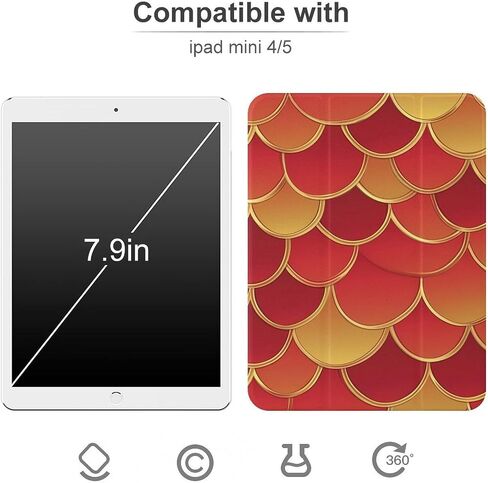 حالة نمط مقياس الأسماك مع حامل القلم رفيع الخفيفة الوزن trifold موقف متوافق مع iPad mini 4/5/6 mini6 （8.3in） in Kuwait