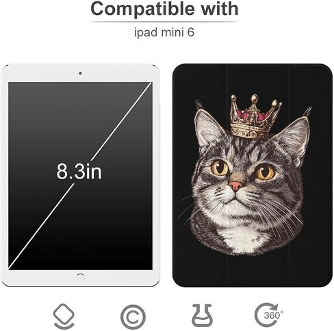 Meow King Smart Cat مع حامل القلم Trifold Slim خفيف الوزن متوافق مع iPad Mini 4/5/6 Mini6 （8.3in） in Kuwait