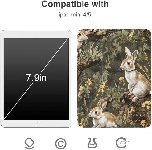 أرانب شجرة الصيد الخريف مع حامل القلم رفيع الخفيفة الوزن trifold حامل متوافق مع iPad mini 4/5/6 mini4/5 （7.9in） in Saudi Arabia