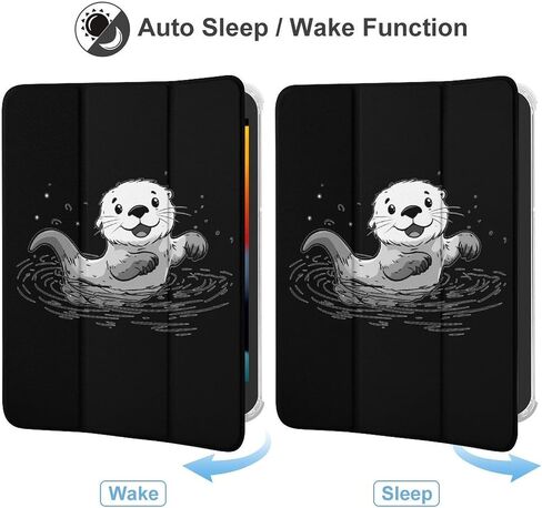 Cute Sea Otter Case with Pen Holder Slim Lightweight Trifold Stand Compatible with iPad mini 4/5/6 Mini4/5（7.9in） in Saudi Arabia