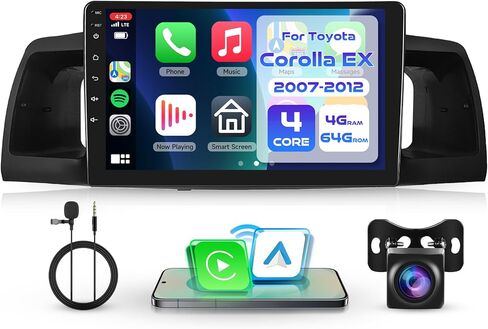 4+64g Android Car Stereo لـ Toyota Corolla Ex 2005-2012 Wireless Carplay Android Auto Car Car Radio ، Rimoody 9 '' Touch Screen Head Unit مع GPS Bluetooth WiFi Mirror Link FM/RDS DSP Backup Camera SWC in Kuwait