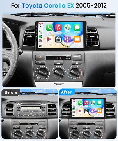 4+64g Android Car Stereo لـ Toyota Corolla Ex 2005-2012 Wireless Carplay Android Auto Car Car Radio ، Rimoody 9 '' Touch Screen Head Unit مع GPS Bluetooth WiFi Mirror Link FM/RDS DSP Backup Camera SWC in Kuwait