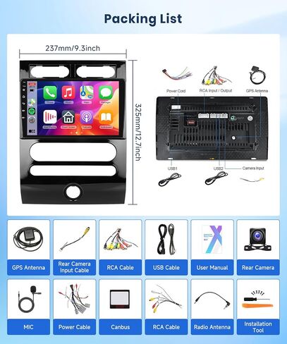4G+64G CAR Radio for Ford Expedition 2007-2014 Automatic A/C ، Rimoody Android 13 Car Stereo Carplay Android Auto Touchscreen Link Bluetooth FM/RDS GPS WiFi EQ SWC Camera in Kuwait
