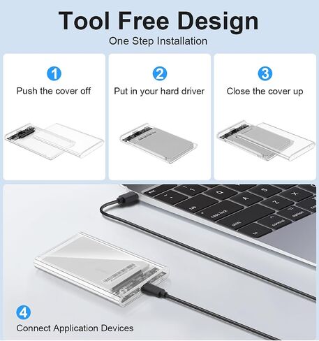 2.5 "حاوية القرص الصلب 5 جيجابت في الثانية USB C 3.1 إلى SATA III محول خالية من الأدوات لمدة 2.5 بوصة SSD و HDD 7MM/9.5 مم محرك أقراص خارجي ، حتى 5 تيرابايت in Saudi Arabia
