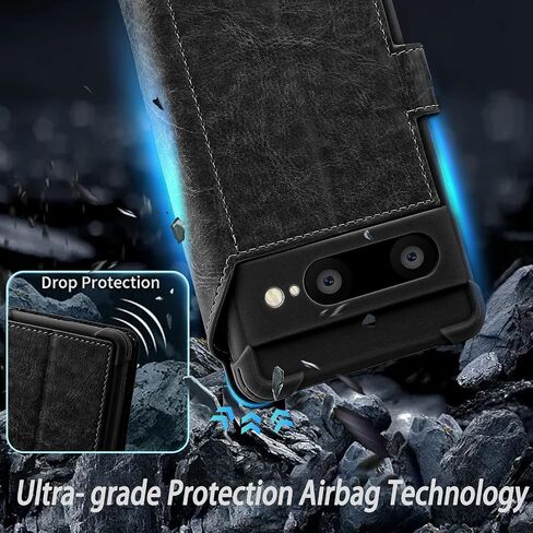 VANAVAGY Wallet Case for Google Pixel 7 5G Case with RFID Blocking Card Holder, PU Leather Flip Phone Cover with Strap for Wireless Charging with Screen Protector for Women Men,Forest Green in Kuwait