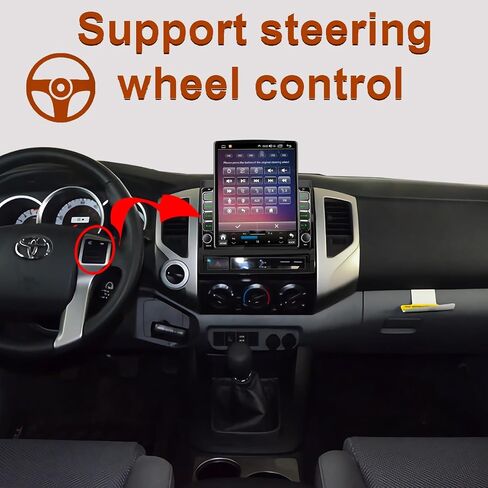 Radio Android 14 Car Stereo Radio Toyota Tacoma 2005-2015 Carplay المدمج/Android Auto 9.7 بوصة وحدة Tesla نمط IPS شاشة اللمس مع GPS Navigation DSP Bluetooth GPS ، FM WiFi +Camera Backup in Kuwait