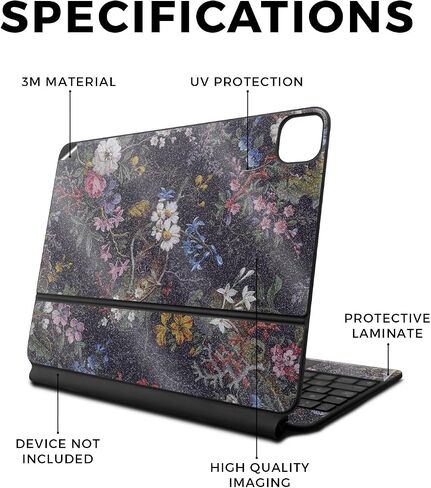 Glossy Glitter Skin متوافق مع لوحة مفاتيح Apple Magic لـ iPad Pro 13 -inch (M4) 2024 - Midnight Blossom - غطاء صائق واقي فينيل 3M Premium - يسهل تطبيقه | مصنوع في الولايات المتحدة الأمريكية من قبل Mayyskins in Saudi Arabia