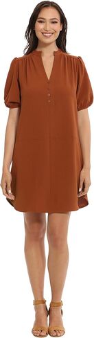 London Times Women's Easy Crepe Shift Shirt Dress Casual Wear to Work in Saudi Arabia