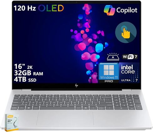 HP Omnibook 7 COPILOT AI LAPTOP | 16 "2K OLED TOUCH (120 هرتز ، 100 ٪ DCI-P3) | Intel Core Ultra 7 255H | 32GB RAM 1TB SSD | FOR Creator Business Profession in Saudi Arabia