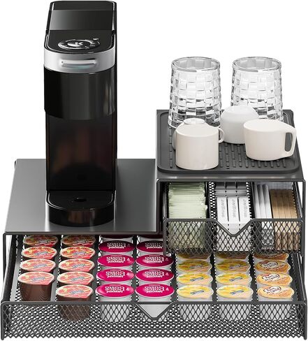 صانع القهوة منظم كونترتوب ، K Cup Pod أدراج ، 60 حامل كبسولة القهوة ، التصميم المتكامل لا يتطلب أي تجميع. in Saudi Arabia