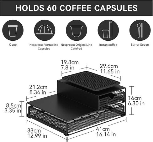 صانع القهوة منظم كونترتوب ، K Cup Pod أدراج ، 60 حامل كبسولة القهوة ، التصميم المتكامل لا يتطلب أي تجميع. in Saudi Arabia