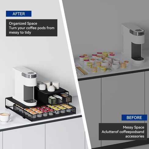 صانع القهوة منظم كونترتوب ، K Cup Pod أدراج ، 60 حامل كبسولة القهوة ، التصميم المتكامل لا يتطلب أي تجميع. in Saudi Arabia