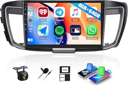 4G+64G Car Radio Stereo for Honda Accord 9th 2.4L 2016 2017 with Wireless CarPlay Android Auto Android Head Unit 10" Touch Screen Radio with 32EQ Bluetooth 5.0 GPS FM RDS HD Backup Camera (High-End) in Saudi Arabia