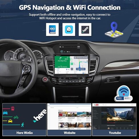4G+64G Car Radio Stereo for Honda Accord 9th 2.4L 2016 2017 with Wireless CarPlay Android Auto Android Head Unit 10" Touch Screen Radio with 32EQ Bluetooth 5.0 GPS FM RDS HD Backup Camera (High-End) in Saudi Arabia