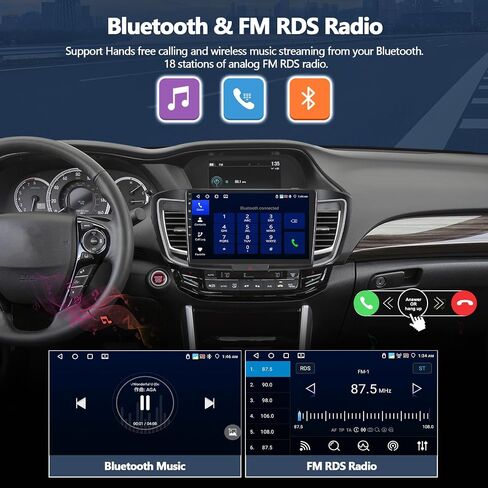 4G+64G Car Radio Stereo for Honda Accord 9th 2.4L 2016 2017 with Wireless CarPlay Android Auto Android Head Unit 10" Touch Screen Radio with 32EQ Bluetooth 5.0 GPS FM RDS HD Backup Camera (High-End) in Saudi Arabia