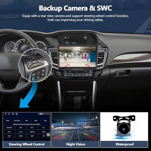 4G+64G Car Radio Stereo for Honda Accord 9th 2.4L 2016 2017 with Wireless CarPlay Android Auto Android Head Unit 10" Touch Screen Radio with 32EQ Bluetooth 5.0 GPS FM RDS HD Backup Camera (High-End) in Saudi Arabia
