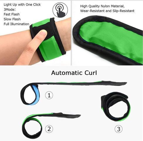 LOBKIN Safety Bracelets, LED Slap Armband Kids Walking at Night Safe LED Light Wrist Light Reflective Belt, Magic Band Running Lights for Runners in Kuwait