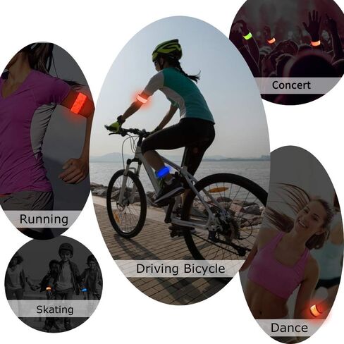 LOBKIN Safety Bracelets, LED Slap Armband Kids Walking at Night Safe LED Light Wrist Light Reflective Belt, Magic Band Running Lights for Runners in Kuwait