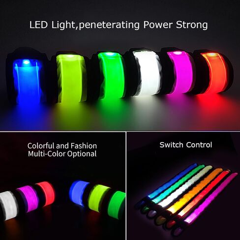 LOBKIN Safety Bracelets, LED Slap Armband Kids Walking at Night Safe LED Light Wrist Light Reflective Belt, Magic Band Running Lights for Runners in Kuwait