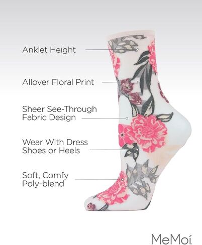MeMoi Botanic Bunches Sheer See-Through Anklet Socks in Saudi Arabia