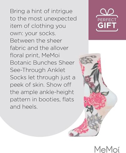 MeMoi Botanic Bunches Sheer See-Through Anklet Socks in Saudi Arabia