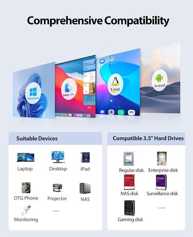 ORICO 4 Bay Hard Drive Enclosure USB 3.0 External Direct Attached Storage Max up to 88TB with Tray Lessing and Safety Lock for 3.5 inch SSDs HDDs in Saudi Arabia
