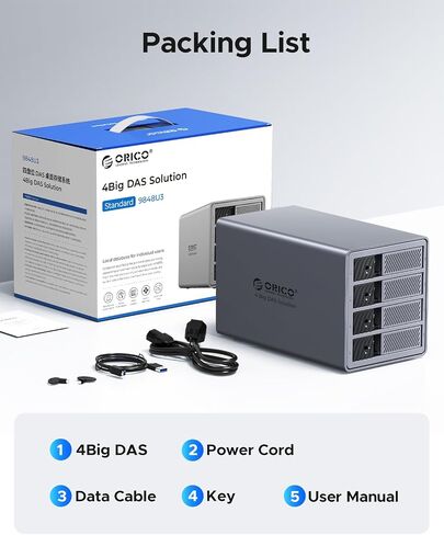 ORICO 4 Bay Hard Drive Enclosure USB 3.0 External Direct Attached Storage Max up to 88TB with Tray Lessing and Safety Lock for 3.5 inch SSDs HDDs in Saudi Arabia