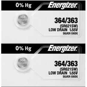 2 X Energizer 364 363 Silver Oxide Watch Batteries SR621SW SR60 in Kuwait