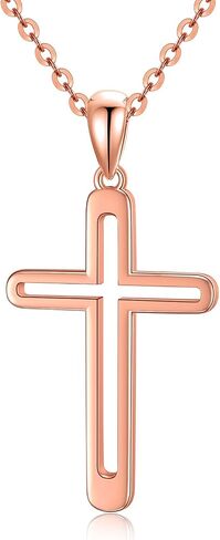 14K Solid Gold Cross Necklace for Women, Real Gold Faith Cross Pendant Religious Jewelry Gift for Her, Wife, Mom 16"-18" in Saudi Arabia