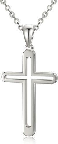 14K Solid Gold Cross Necklace for Women, Real Gold Faith Cross Pendant Religious Jewelry Gift for Her, Wife, Mom 16"-18" in Saudi Arabia