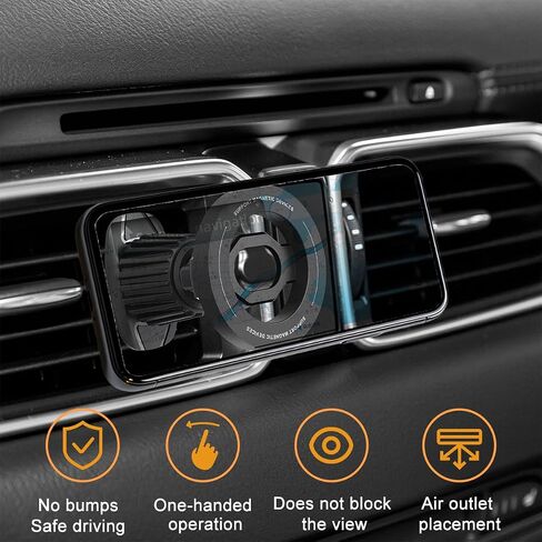 Car Phone Holder, Magnetic 360° Rotation Adjustable Vehicle Phone Mount Changer with Clip, Automotive Air Dashboard Vent Cellphone Holder, Universal for SUV RV Truck (Black) in Saudi Arabia