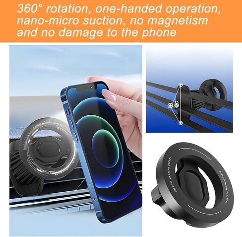 Car Phone Holder, Magnetic 360° Rotation Adjustable Vehicle Phone Mount Changer with Clip, Automotive Air Dashboard Vent Cellphone Holder, Universal for SUV RV Truck (Black) in Saudi Arabia