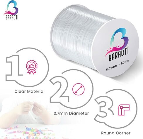 Elastic String for Bracelet - Perfect 0.8mm Stretchy Cord – Strong Thread for Jewelry Making, Beading - Clear Wire for Everyday Craft in Saudi Arabia
