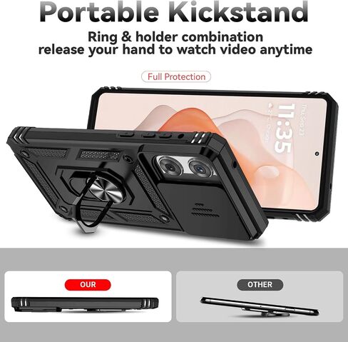 for Motorola Moto G Stylus 2025 Case with Slide Camera Cover HD Screen Protector [Military Grade 16ft. Drop Tested] Magnetic Ring Holder Kickstand Protective Phone Case for Moto G Stylus 2025, Black in Saudi Arabia