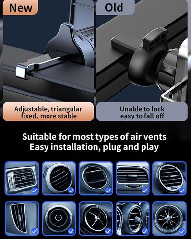 Car Phone Holder Mount with Upgraded Metal Hook Clip for Air Vent, Universal Automobile Cradle Cell Phone Car Mount for iPhone and All Smartphones in Saudi Arabia