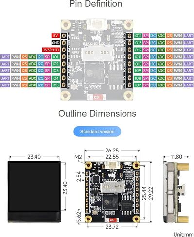Waveshare ESP32-S3 1.3inch لوحة تطوير العرض 240 × 240 بكسل 262 كيلو لاتين LCD ， يدعم 90 درجة دوران ، وشريحة ST7789V2 المدمجة و 6 محاور IMU in Saudi Arabia
