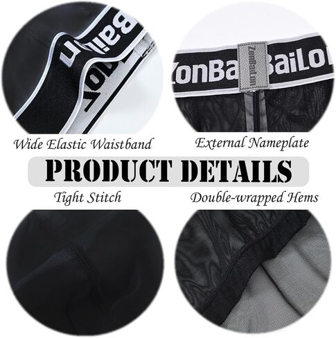 JINSHI Men's Sexy Boxer Briefs Bulge Pouch Mesh See Through Comfortable Breathable Underwear M L XL XXL 3XL in Kuwait