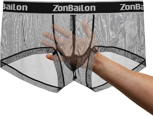 JINSHI Men's Sexy Boxer Briefs Bulge Pouch Mesh See Through Comfortable Breathable Underwear M L XL XXL 3XL in Kuwait