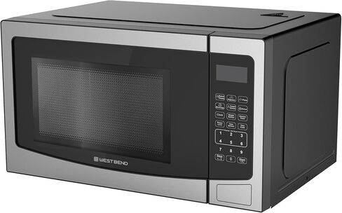 West Bend WB01100MWVW Microwave Oven Compact with 10 Power Levels and 6 Pre Cooking Settings, Speed Defrost, Electronic Control Panel and Glass Turntable, 1.1-Cu.Ft, White in Saudi Arabia