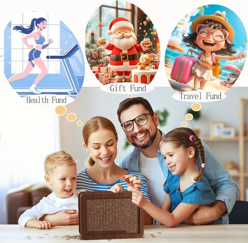 بنك أصبع للبنين والبنات، بنك أصبع خشبي للبالغين، بنك نقود مع قلم تحديد، بنك أصبع خشبي، صندوق نقود مع عداد، مناسب لهدايا عيد الميلاد، صناديق الكلية (10000 يورو) in Kuwait