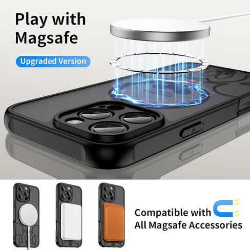 Case for iPhone 16 Pro Max [متوافق مع Magsafe] ، التصميم اللطيف Black Magnetic Black Magnetic Black Matte Matte Love TPU Pumper Case Back Protective مع حماية الكاميرا - B -Minnie in Kuwait