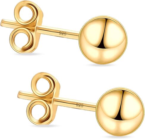 925 Sterling Silver Stud Earrings Diamond-Cut Ball-Post for Women 8 MM in Kuwait