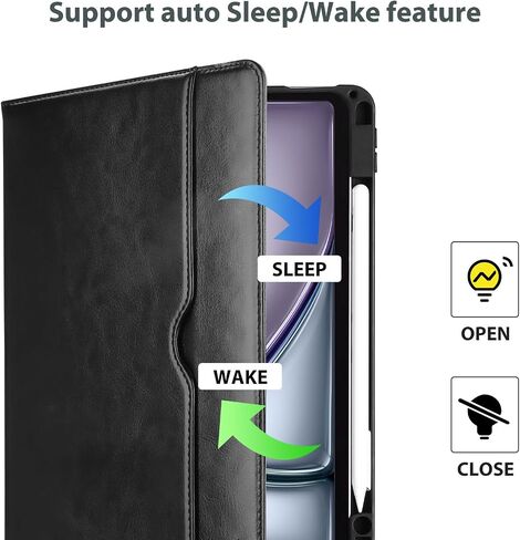 Procase Pu Leather Case لـ iPad Air 11 Inch (M3) 2025/(M2) 2024 ، IPAD AIR 5th/4th Generation 10.9 "2022 2020 Business Cover Multi -angle folio for iPad Air 11 5 4 with auto sleep/wake -black in Saudi Arabia