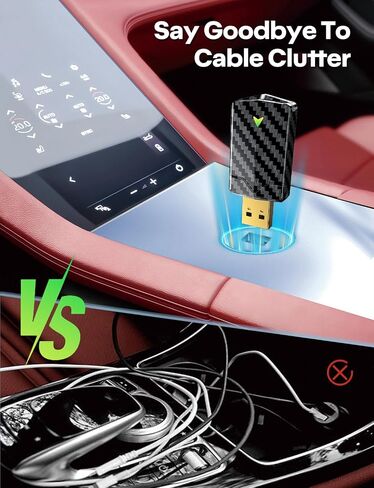 2025 PRO MINI Wireless Carplay Adapter & Android Auto Wireless Adapter ، يحول السلكية إلى رابط لاسلكي مستقر سريع ، ومزمن منخفض ، وإعداد سهل في 2016+ سيارات سلكية ، iOS 10+ & Android 11+ ، USB/Type-C in Kuwait