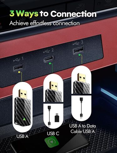 2025 PRO MINI Wireless Carplay Adapter & Android Auto Wireless Adapter ، يحول السلكية إلى رابط لاسلكي مستقر سريع ، ومزمن منخفض ، وإعداد سهل في 2016+ سيارات سلكية ، iOS 10+ & Android 11+ ، USB/Type-C in Kuwait