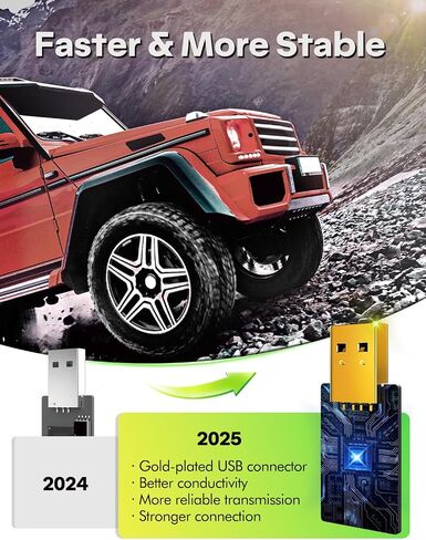 2025 PRO MINI Wireless Carplay Adapter & Android Auto Wireless Adapter ، يحول السلكية إلى رابط لاسلكي مستقر سريع ، ومزمن منخفض ، وإعداد سهل في 2016+ سيارات سلكية ، iOS 10+ & Android 11+ ، USB/Type-C in Kuwait