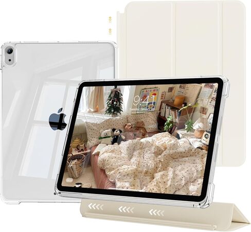 Case for iPad (A16) 11th/10th Generation 11''/10.9'' 2025/2022, 2 in 1 Removable Cover with Transparent Back, Soft Shockproof TPU Frame, Auto Wake/Sleep, Touch ID Support (Cream White) in Kuwait